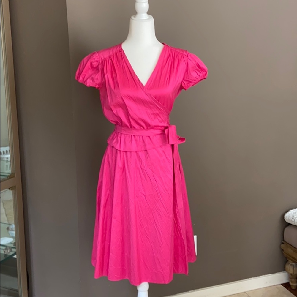 COPY - Calypso Silk wrap dress in hot pink